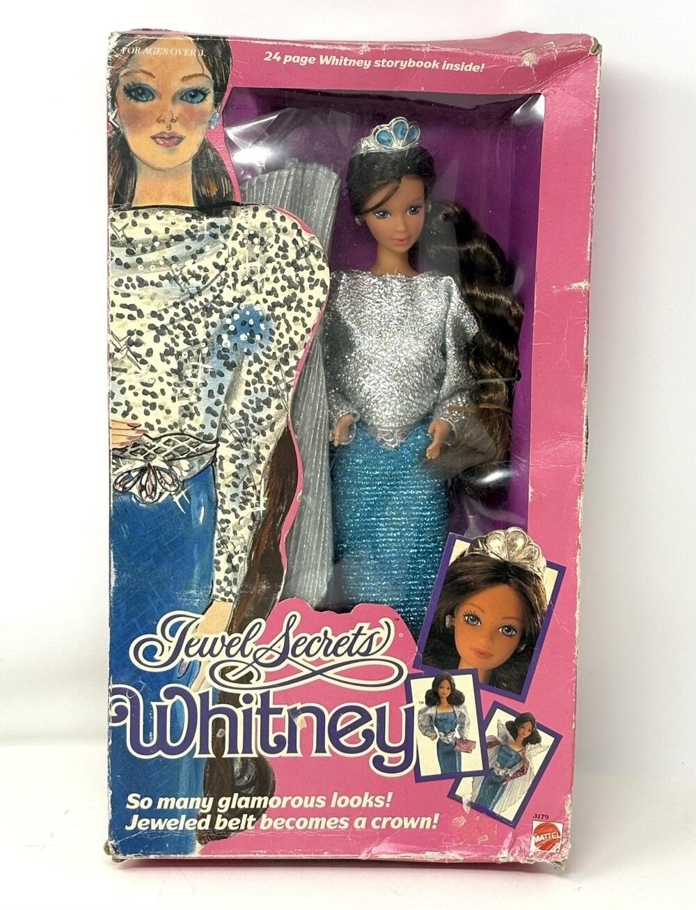 Vintage Barbie 1986 Jewel Secrets Whitney Doll 80s #3179 UNOPENED DAMAGED BOX
